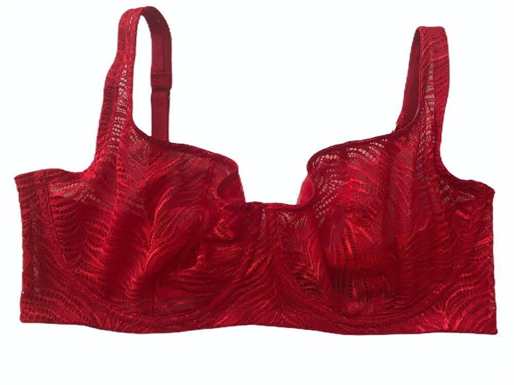 Victoria's Secret Bra Very Sexy Red Zebra Lace Unlined Balconette Bra 36DDD